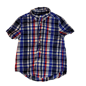Ralph Lauren Boys Plaid Button Down Shirt Size 5 Blue Red Preppy Classic Smart